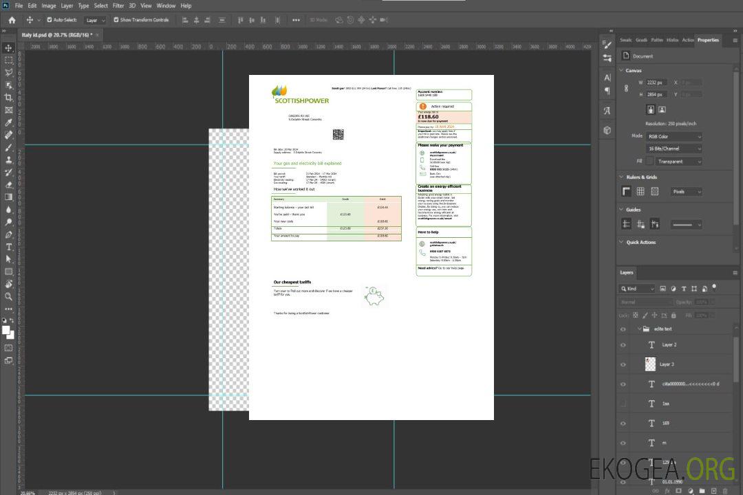 Modèle Word et PDF de facture de services publics pour les entreprises Scottish Power du Royaume-Uni template Modèle Word et PDF de facture de services publics pour les entreprises Scottish Power du Royaume-Uni template